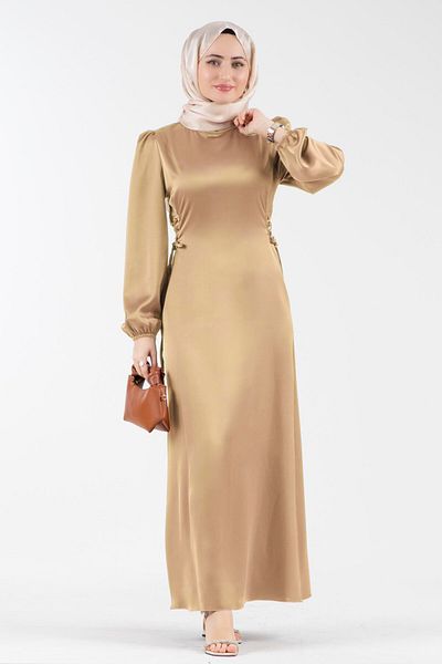 Sevitli Rochie de seara din satin bej - dantela laterala