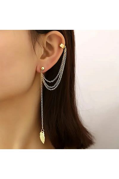 Ayzen Stylish Long Leaf Chain Earrings