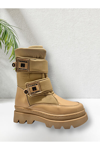 SWELLSOFT Kız Çocuk Bot Kışlık Cırtcırtlı Yünlü Açık Krem