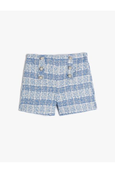 Koton Pantaloni scurți din tweed, cu nasturi perlat, cu talie elastică