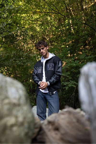 Uzay Ayakkabı Ανδρικό δερμάτινο κομψό Cool College Jacket