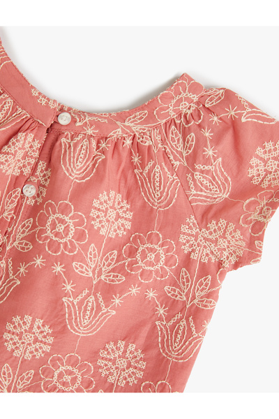 Koton Çiçek İşlemeli Şort Tişört Takım Pamuklu