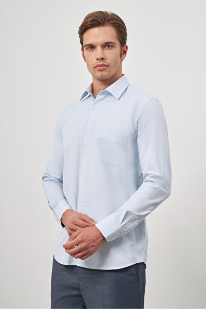 İmza Темно-синя сорочка з довгими рукавами, з візерунком, з лацканами 041, жорсткий комір, класичний крій, зручна посадка 1004245154