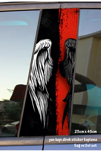 Automod melek kanat 2 adet sticker kapı direk kaplama takım set renkli folyo