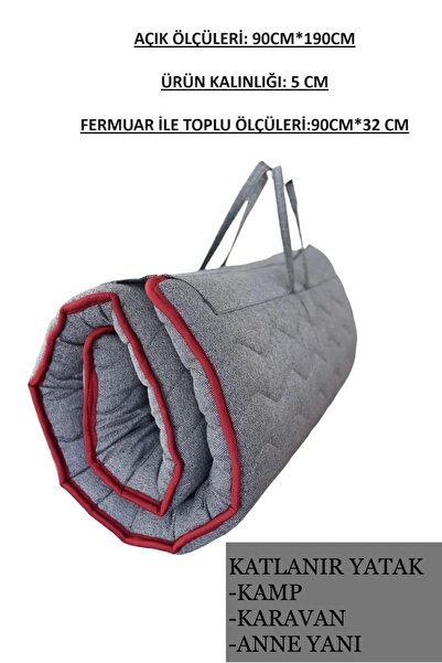 Rafadi Taşınabilir Katlanır Yatak Karavan Kamp Yatağı Anne Yanı Deprem Yatağı 90*190 Tek Kişilik