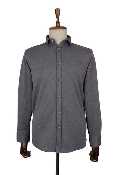 İmza Γκρι μακρυμάνικο πλεκτό πουκάμισο Comfort Relaxed Fit Casual 1004225116
