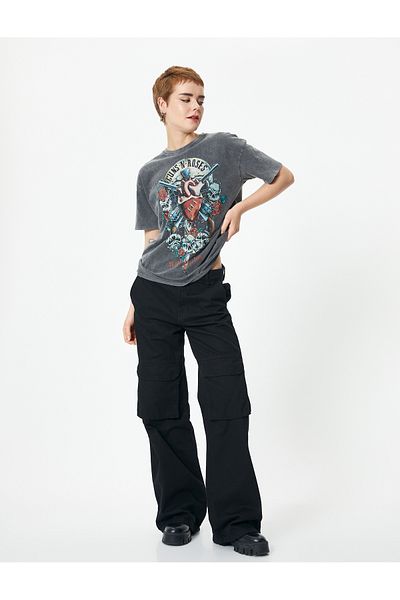 Koton Guns N' Roses Licensed Cotton Crew Neck T-Shirt - Comfortable Fit