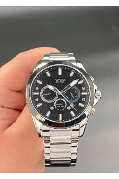 Ferrucci Ferucci Function Erkek Kol Saati Çelik Kordon 3 ATM Su Geçirmez Siya...