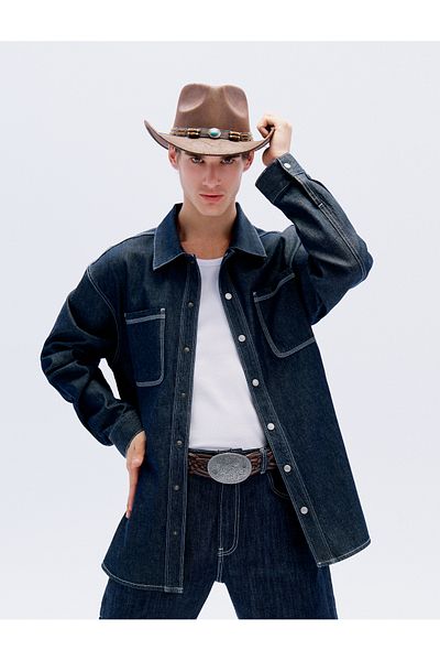 Koton Βαμβακερό Oversize Τζιν Μπουφάν - Λεπτομέρεια Τσέπης