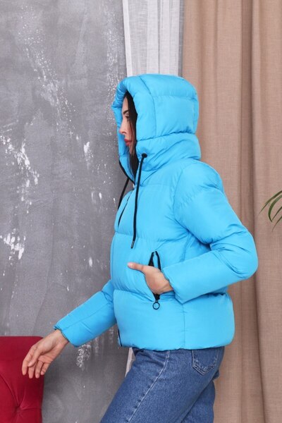 sportiness Palton de iarnă pentru femei, bej, cu glugă, rezistent la vânt