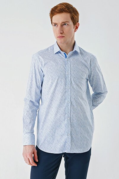 İmza Темно-синя сорочка з коротким рукавом, нагрудним клапаном, кишенями та коміром з бавовняної тканини з еластаном, комфортний крій 1004240142