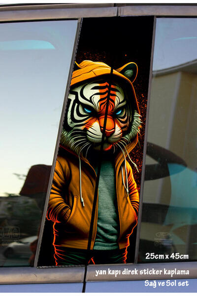 Automod Rapper Tiger Panther 2 Pieces Sticker Door Post Cover Set Colorful Fo...
