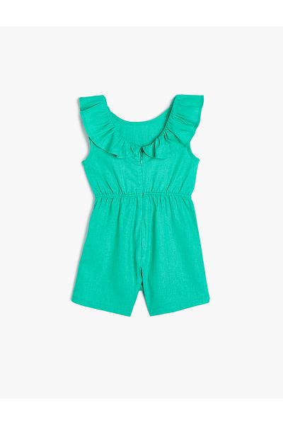 Koton Kurzer Leinen-Jumpsuit – ärmellos und mit Rüschendetail