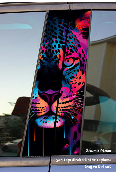 Automod renkli kaplan 2 adet sticker kapı direk kaplama takım set renkli folyo