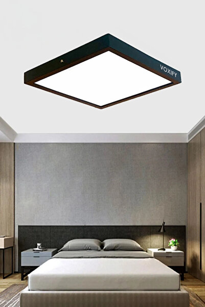 Voxify 20x20 cm Orta Boy 18W Siyah Metal Kasa Led Panel Avize Armatür Salon Banyo Balkon Tuvalet Aydınlatma
