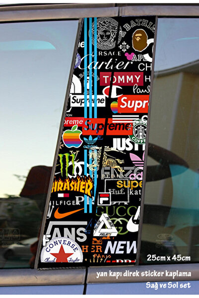 Automod marka 2 adet sticker kapı direk kaplama takım set renkli folyo