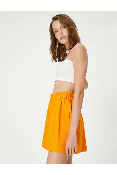 Koton Elastic Waist Shorts Viscose Linen Blend