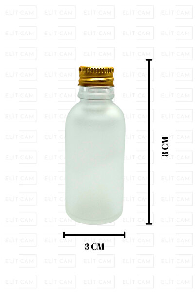 Elitcam 30 ML BUZLU CAM ŞİŞE - GOLD METAL KAPAK - İÇTEN DAMLALIKLI TIPA - HED...