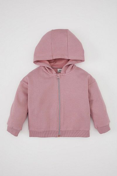 DeFacto Baby Girl Soft Feather Hooded Zipper Sweatshirt - D0750A524Au