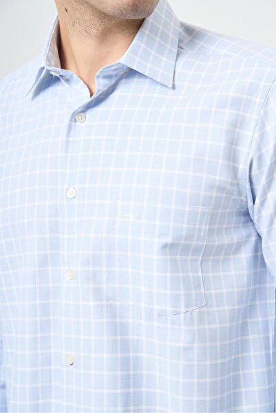 İmza Σκούρο μπλε μακρυμάνικο καρό βαμβακερό πουκάμισο με κλασική άνετη εφαρμογή με τσέπες 1004245162