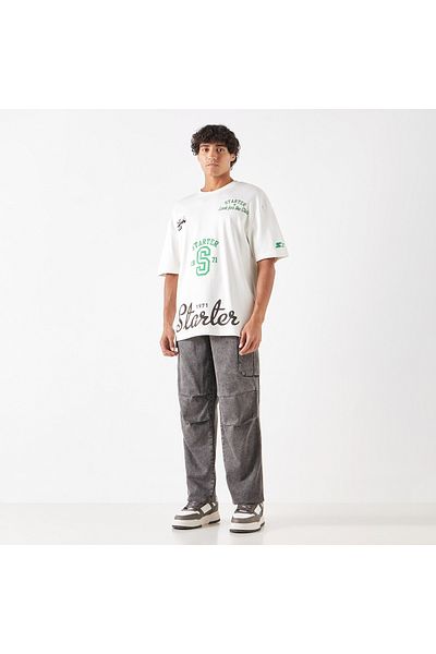 Starter Logo Print T-shirt with Crew Neck and Short Sleeves