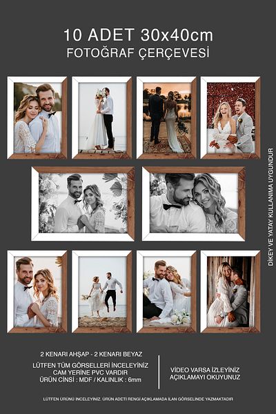yhfoto 30X40 Mdf A3 Frame - 10 Pieces Wooden-White 2 Color Photo Frame