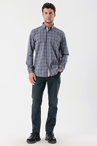 İmza Сіра довга сорочка з довгими рукавами, ґудзиками, коміром з кишенями, бавовняна, класична, зручна, 1004235144