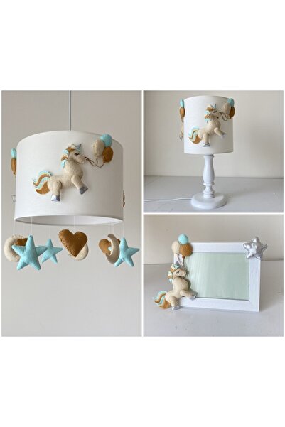 Leobabyroom Krem Renkli Unicorn Figürlü Kız/Erkek Bebek/Çocuk Odası Tasarım A...