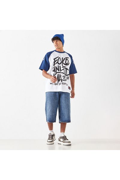 ECKO Graphic Print Crew Neck T-shirt with Raglan Sleeves