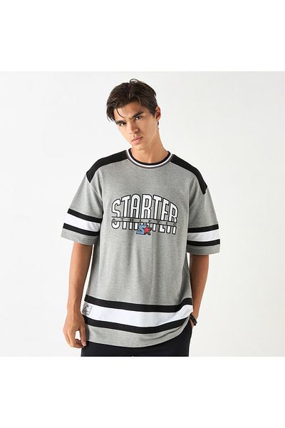 Starter Typographic Print T-shirt with Crew Neck and Short Sleeves