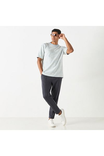 Iconic Printed Textured T-shirt with Short Sleeves