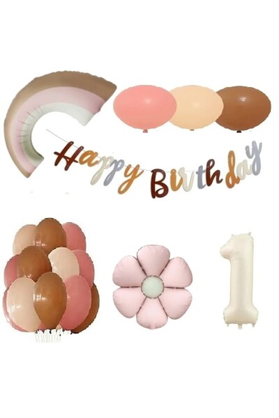 Laviyosa SET DE PETICE DE ANIVERSARE BALON DE AN VINT RETRO ROZ MARGARETĂ FOLIE