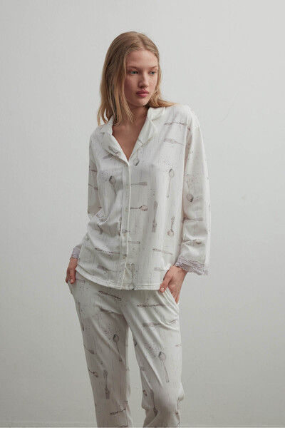 Hays Kadın Pamuklu Uzun Kollu Dantel Detaylı Gömlek