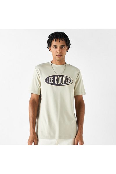 Lee Cooper Logo Print T-shirt with Short Sleeves