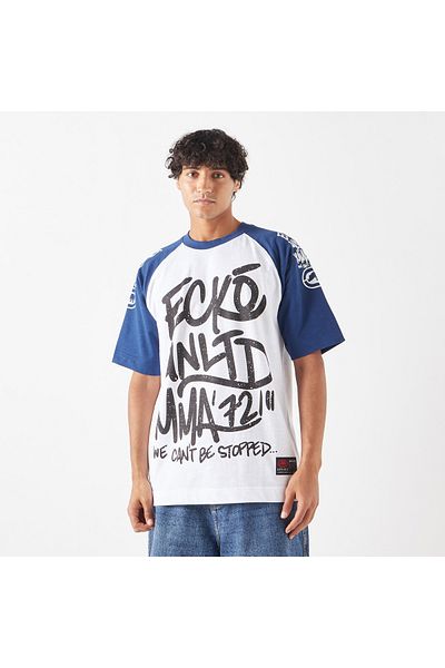 ECKO Graphic Print Crew Neck T-shirt with Raglan Sleeves