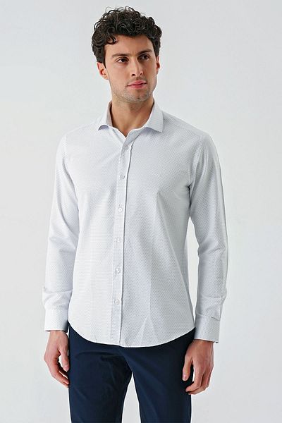 İmza Cămașă albastră, cu mânecă lungă, cu model Dobby, din bumbac, clasică, slim fit, slim fit1004240189