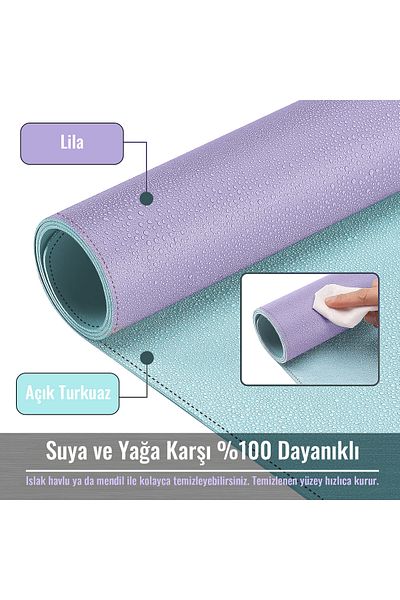 KlasseGear لوحة ماوس جلدية مزدوجة اللون مقاس 80 × 40 سم أرجواني وأزرق فاتح للكمبيوتر المحمول