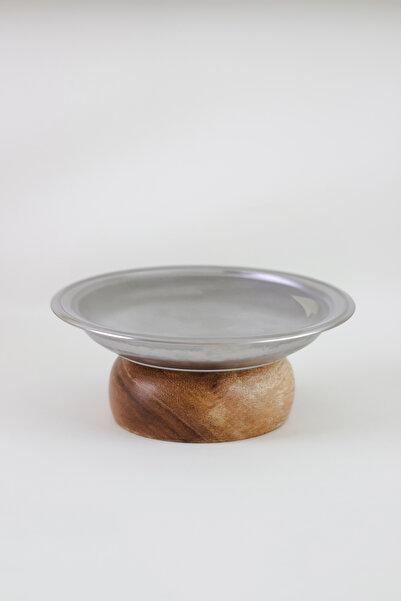 Beige & Stone 15.5 cm Cookie Fruit Nuts Presentation Bowl Stand with Wooden Legs
