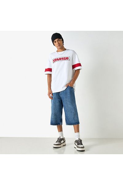 Starter Embossed T-shirt with Short Sleeves and Crew Neck