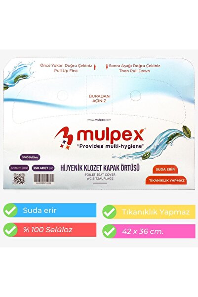 Mulpex Hijyenik Klozet Kapak Örtüsü 1 Pkt. : 250 Adet (%100 SELÜLOZ)