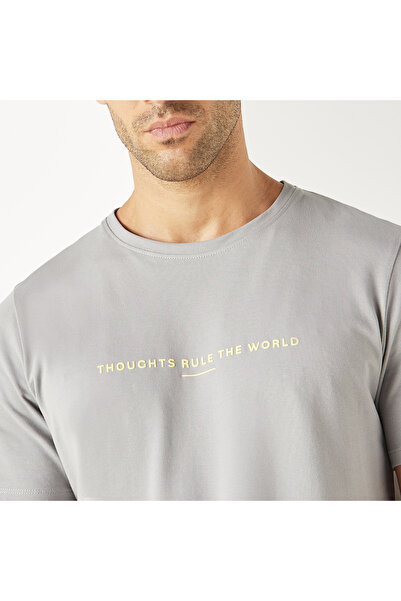 Iconic Typographic Print T-shirt with Short Sleeves