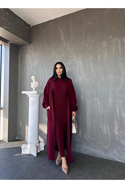 MAY MARA WOMEN'S O-COLLAR DRESS AND LONG CARDIGAN SUIT