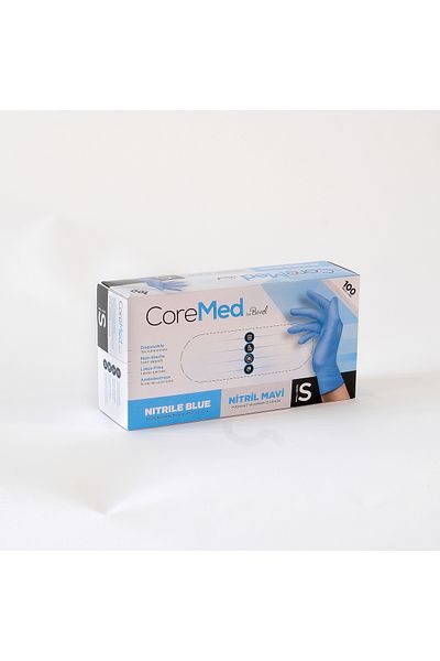 COREMED 100 Pieces Nitrile Blue Exam Gloves - S Pack 1 Bimel
