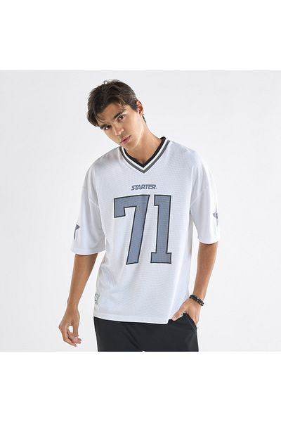 Starter Varsity Print T-shirt with V-neck and Short Sleeves