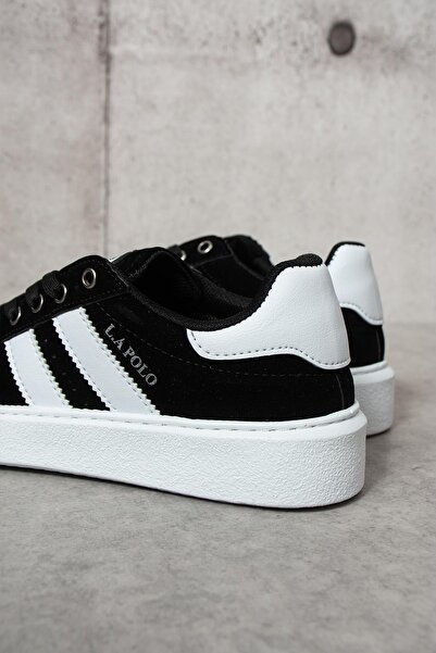 L.A Polo 503 Siyah Renk Beyaz Tabanlı Bağcıklı Günlük Kadın Spor Ayakkabı