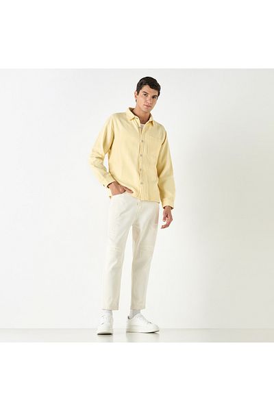 Lee Cooper Relaxed Fit Textured Denim Shirt with Pocket