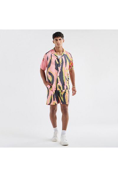 FAV Regular Fit All-Over Print Shirt with Short Sleeves and Camp Collar