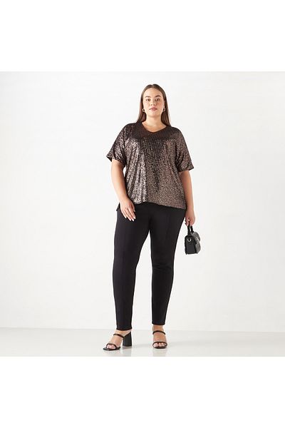 Ulla Popken Plus Size Ulla Popken Embellished V-Neck Top