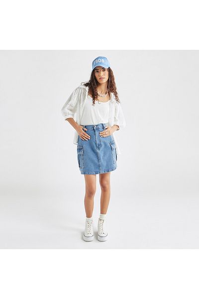FAV All-Over Embroidered Collared Shirt with Puff Sleeves