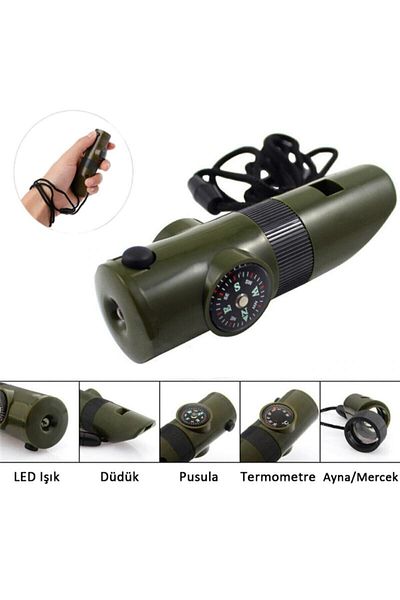Roichil Flashlight Graduated Compass Whistle Earthquake Emergency Whistle